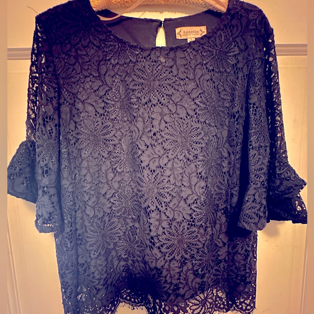 NWT Nanette Lepore 3/4 sleeve lace overlay